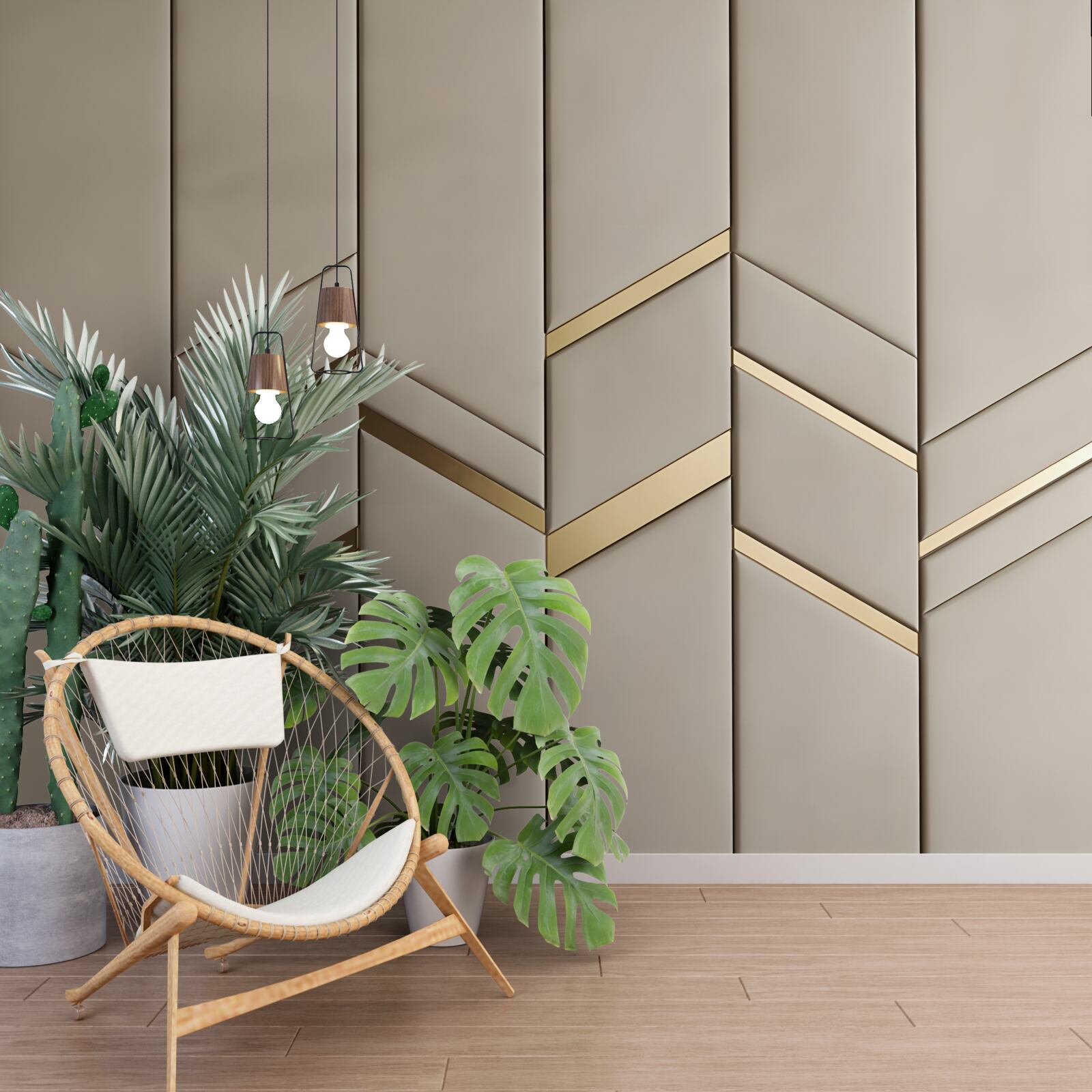 Fotobehang gouddeling op licht hout