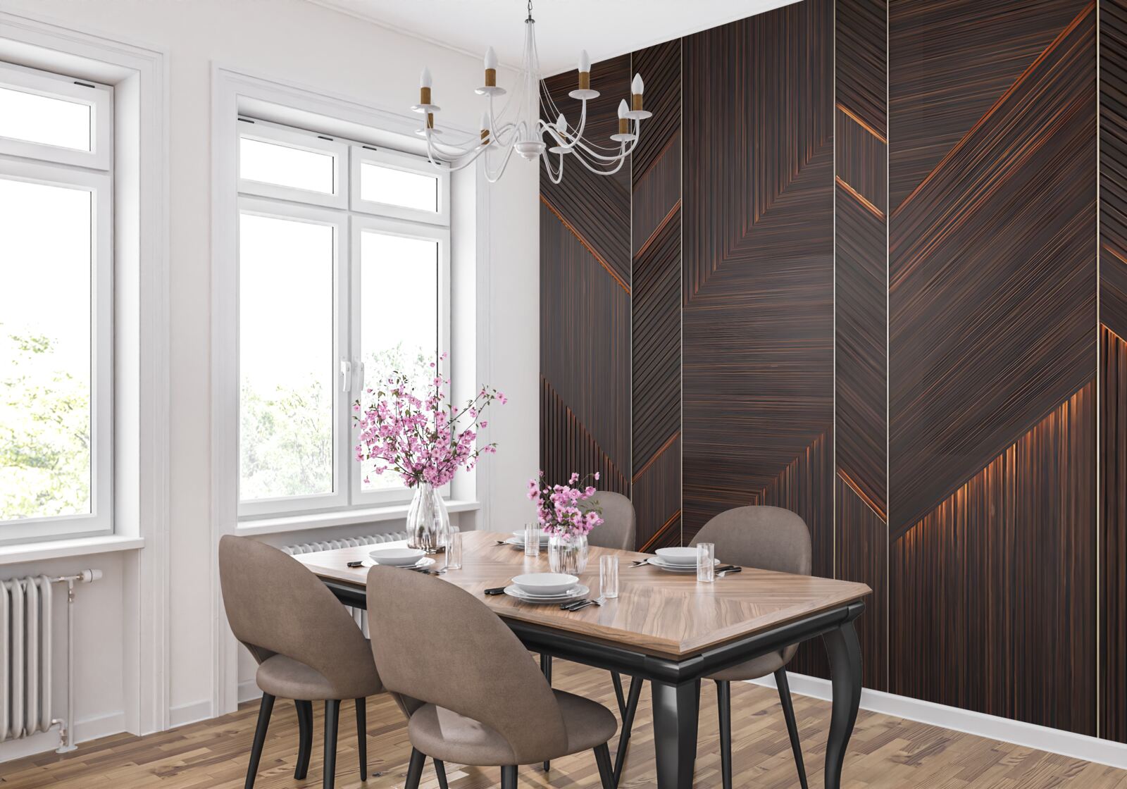 Fotobehang gepolijst donker parket