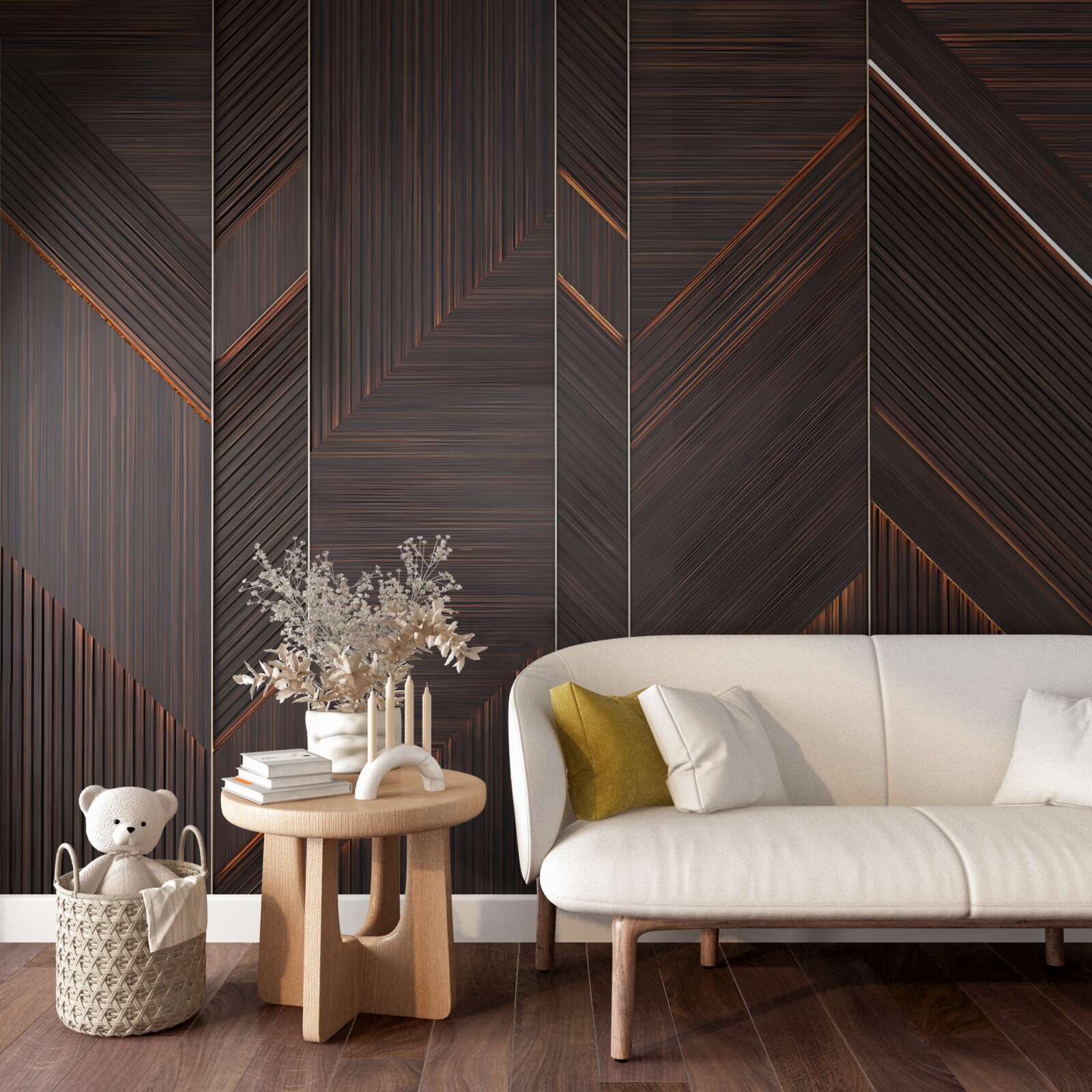 Fotobehang gepolijst donker parket