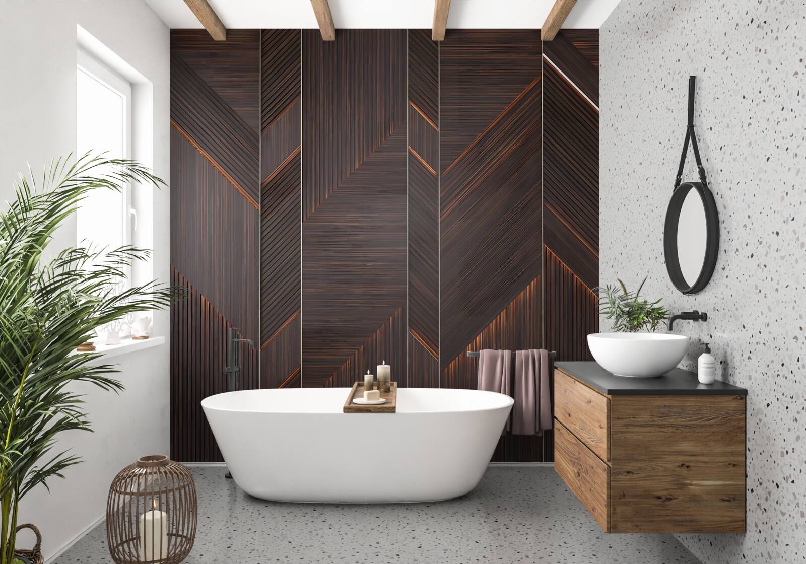 Fotobehang gepolijst donker parket