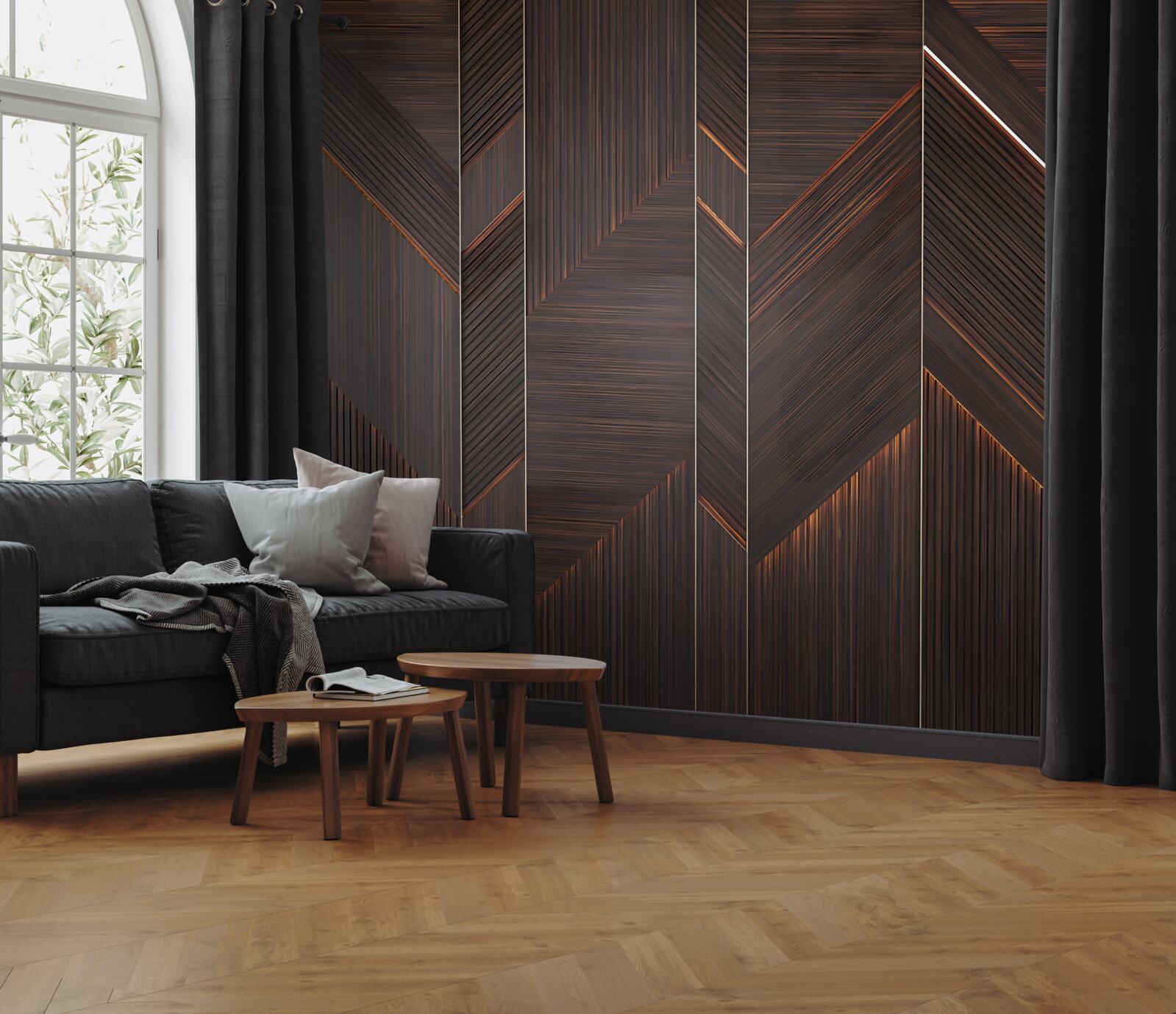 Fotobehang gepolijst donker parket