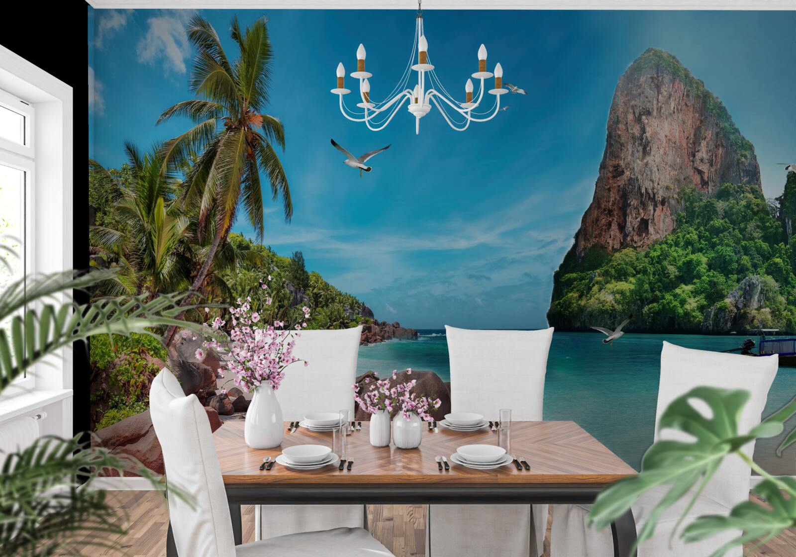 Fotobehang landschap met bergen in de tropen