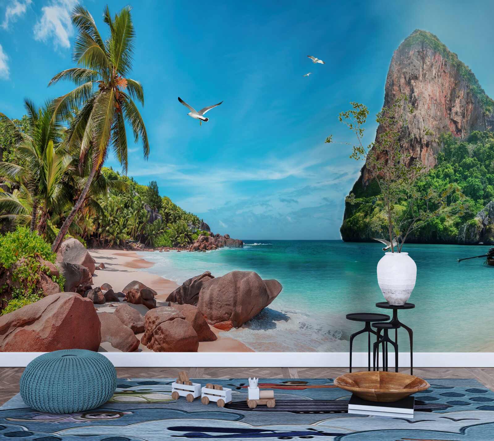 Fotobehang landschap met bergen in de tropen