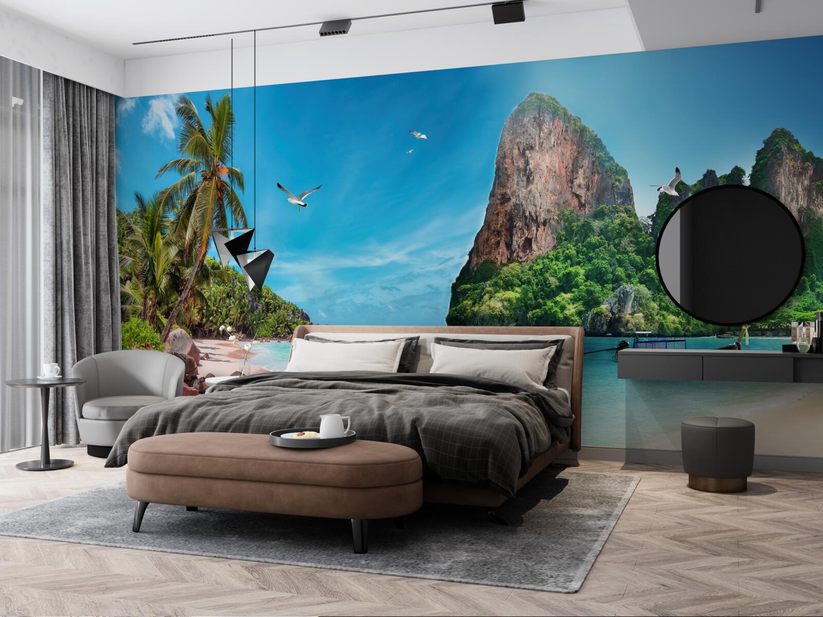 Fotobehang landschap met bergen in de tropen