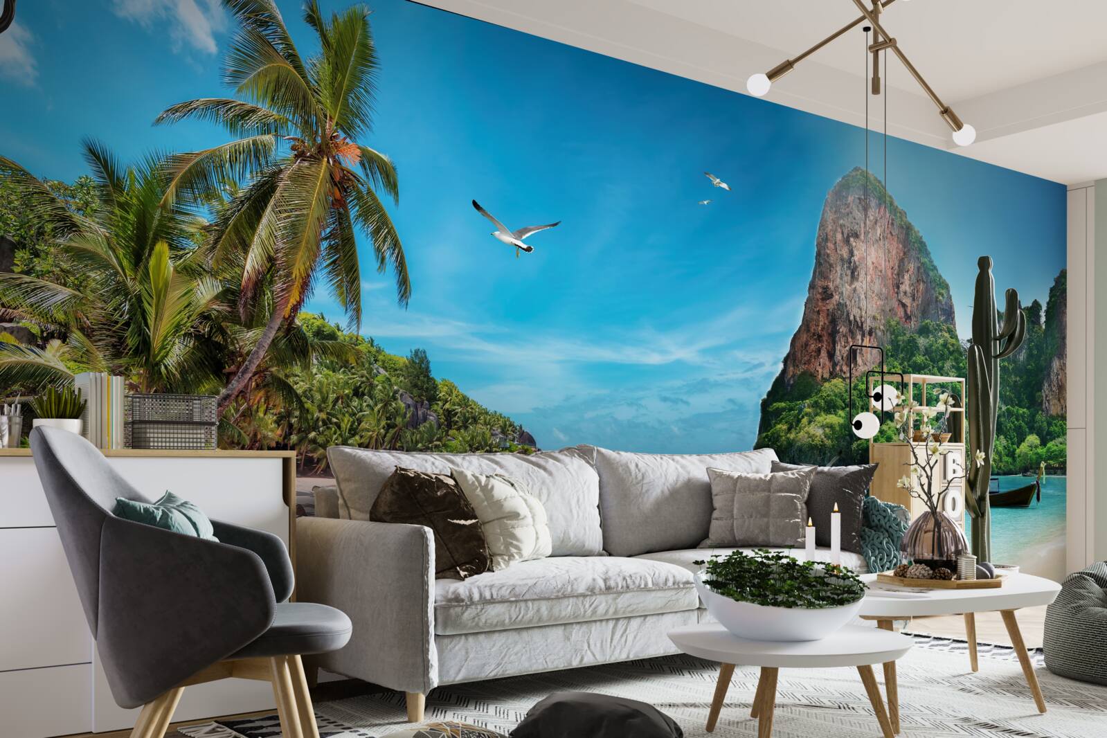 Fotobehang landschap met bergen in de tropen