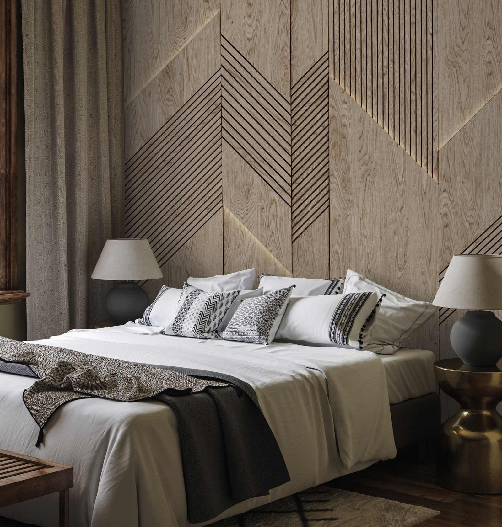 Fotobehang gefacetteerde houtstructuur