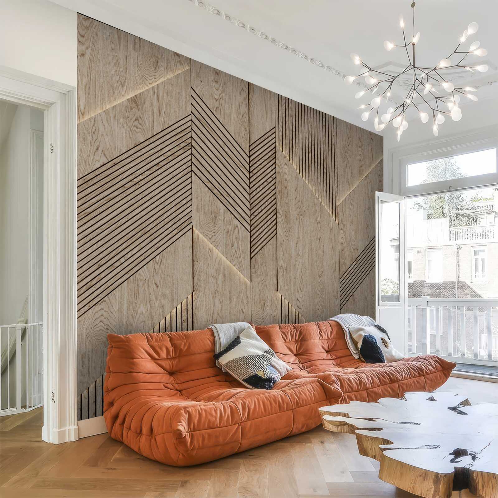 Fotobehang gefacetteerde houtstructuur