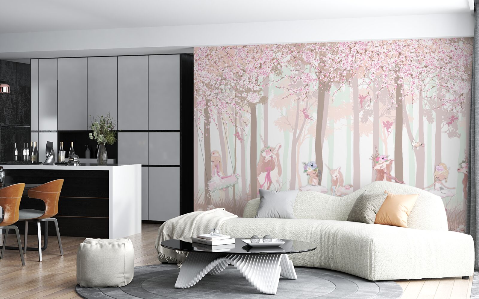 Fotobehang in het lentebos dansen de dieren