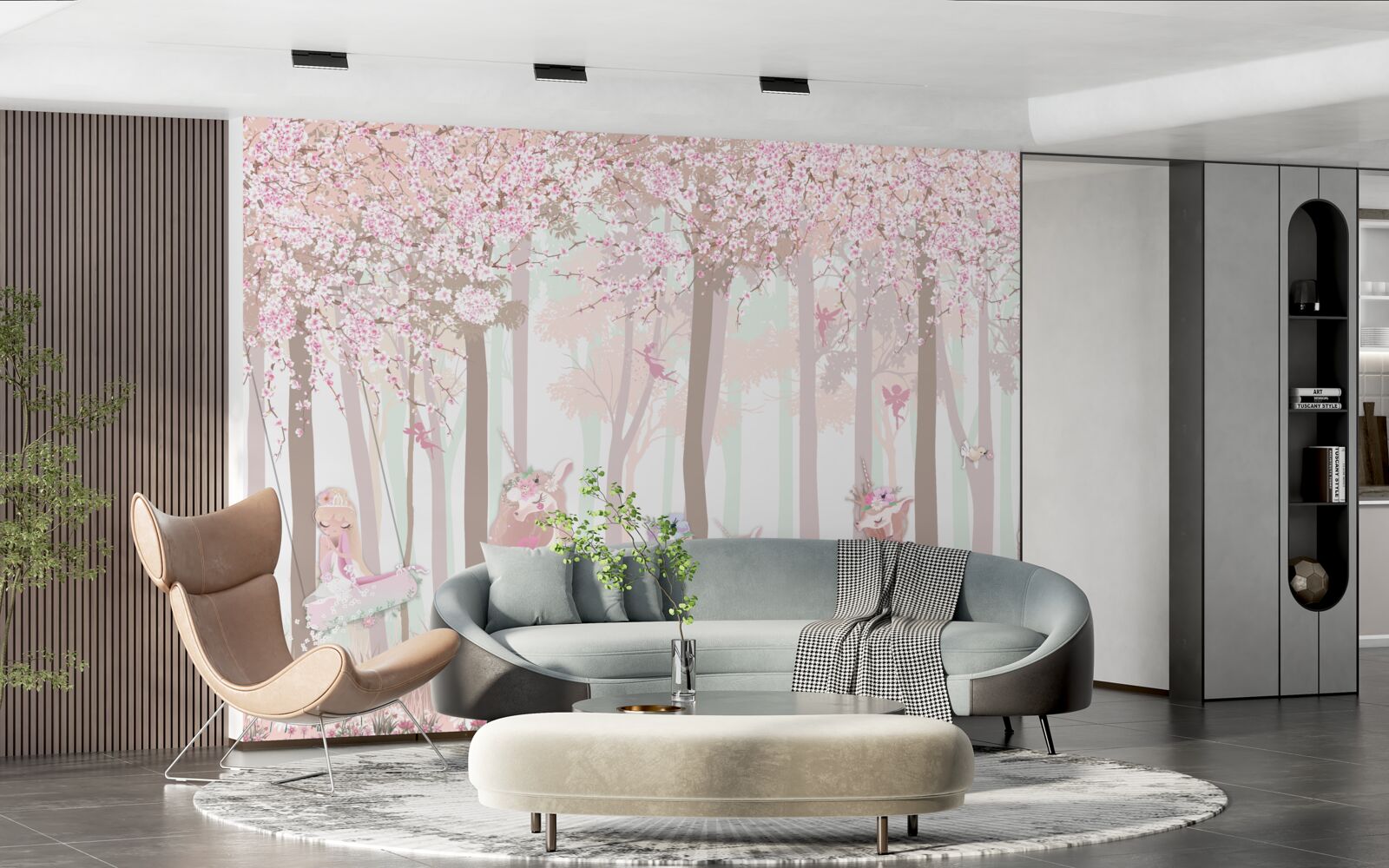 Fotobehang in het lentebos dansen de dieren