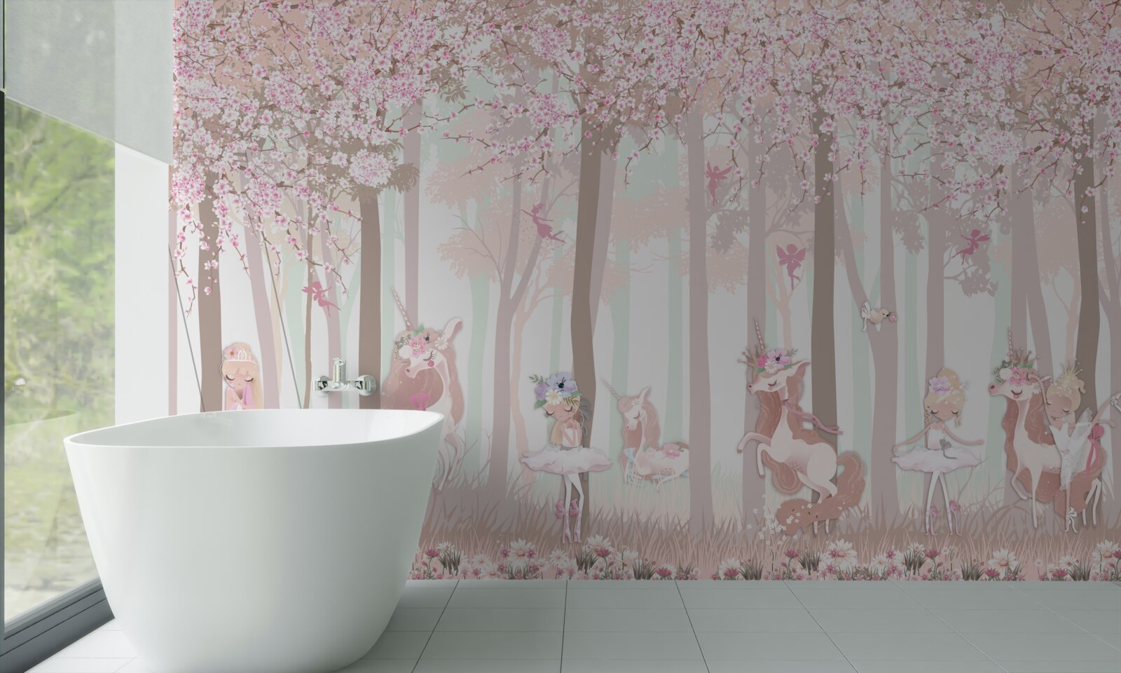 Fotobehang in het lentebos dansen de dieren