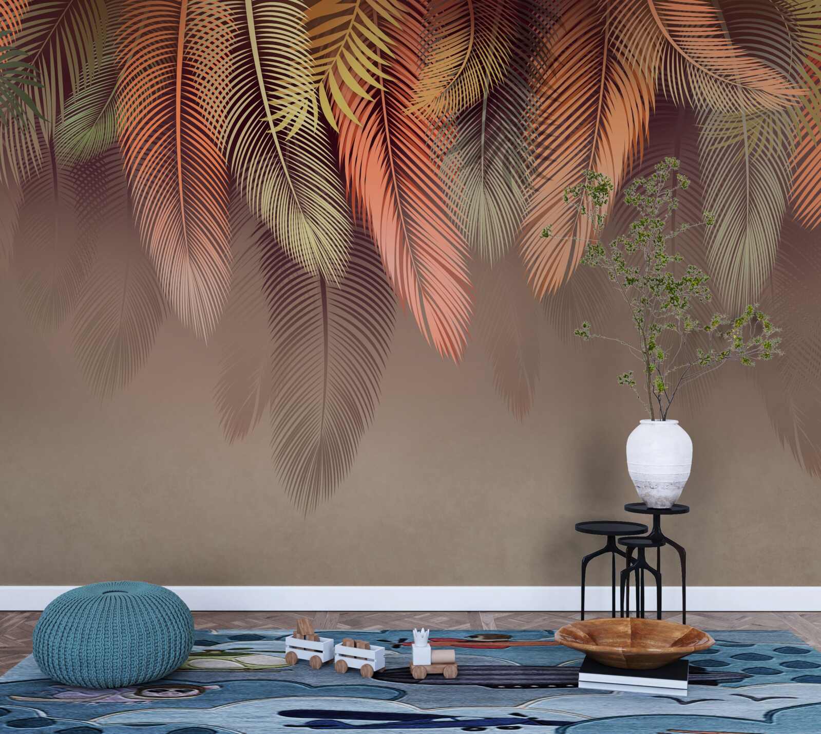 Fotobehang varenbladeren in de herfst