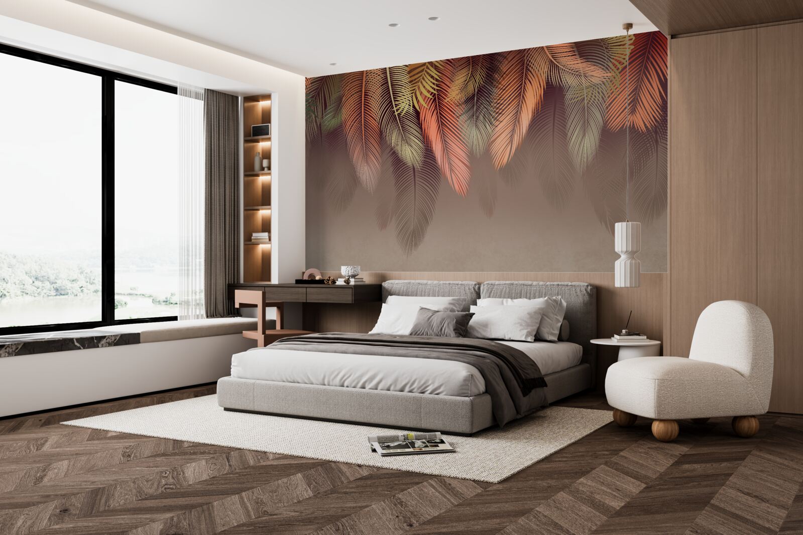 Fotobehang varenbladeren in de herfst