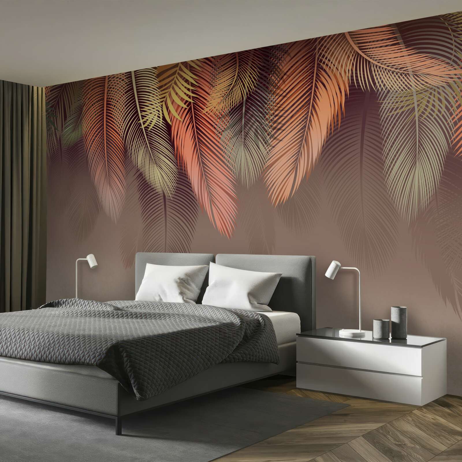 Fotobehang varenbladeren in de herfst