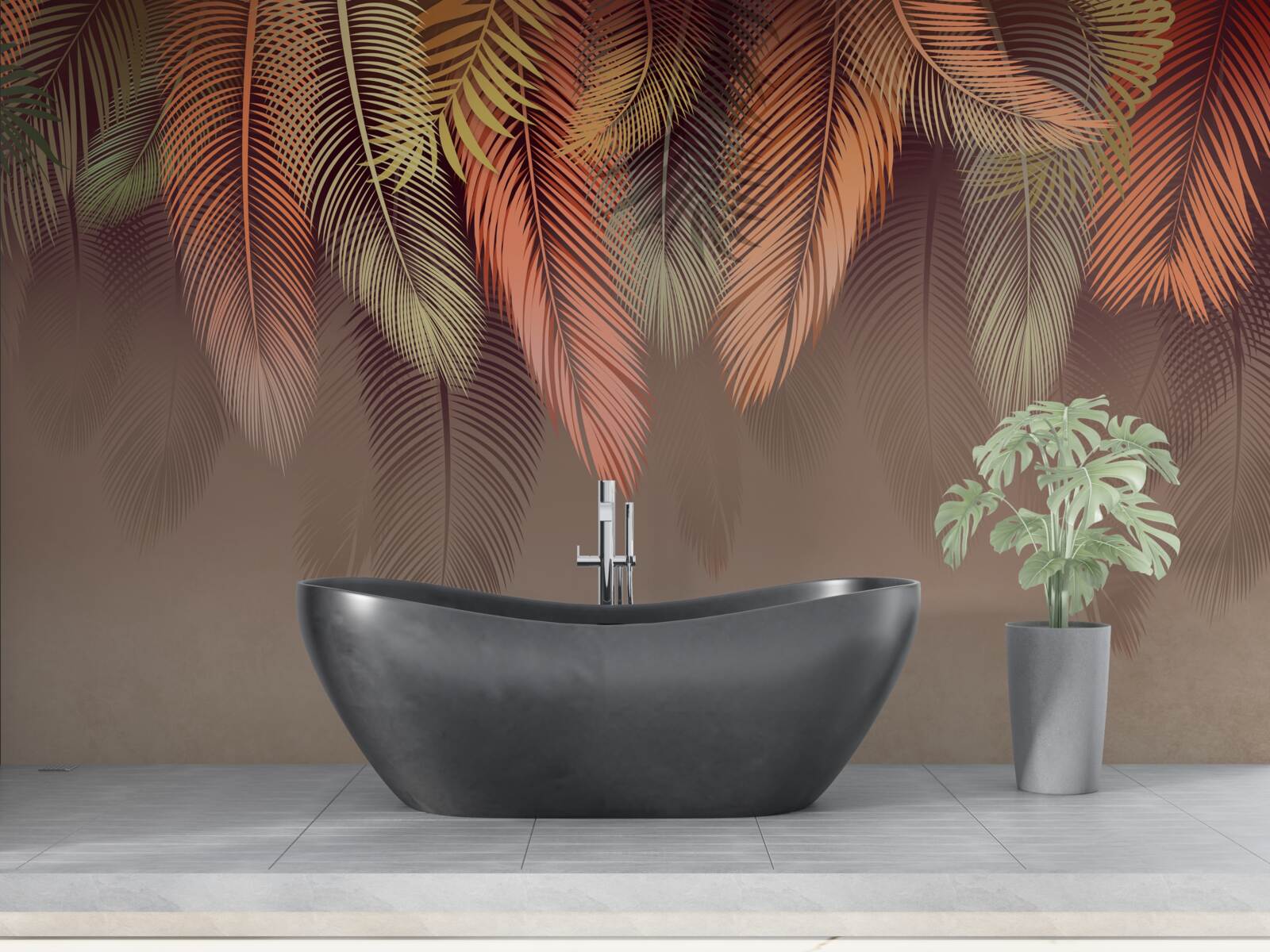 Fotobehang varenbladeren in de herfst