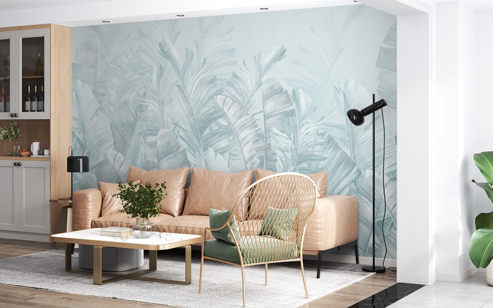 Fotobehang hevige regen irrigeert planten