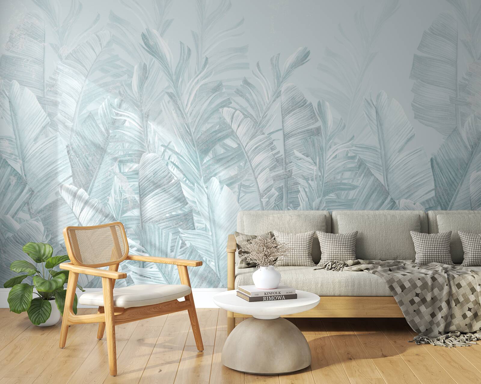 Fotobehang hevige regen irrigeert planten