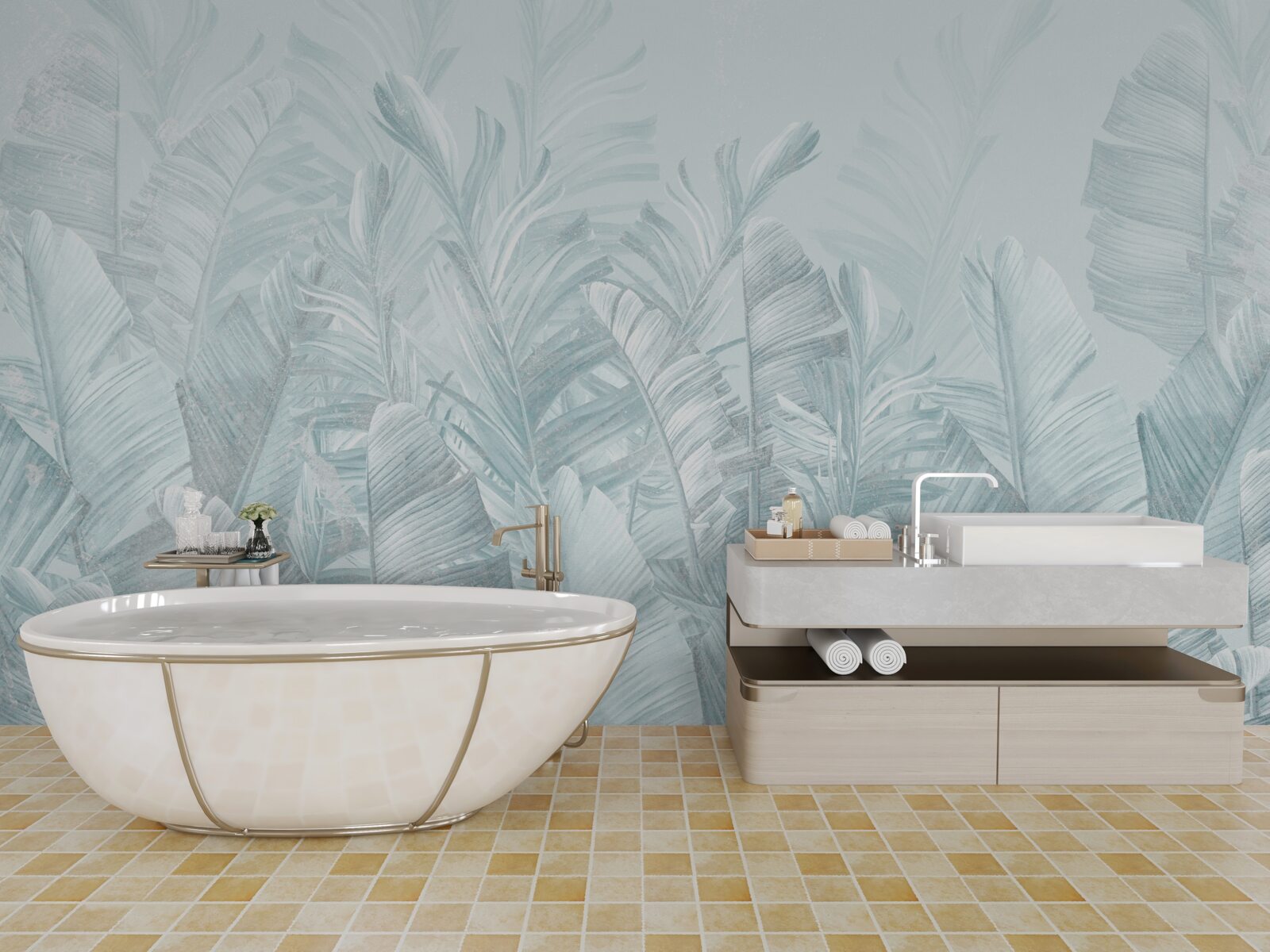 Fotobehang hevige regen irrigeert planten