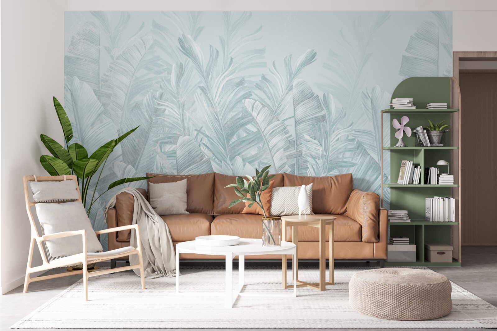 Fotobehang hevige regen irrigeert planten