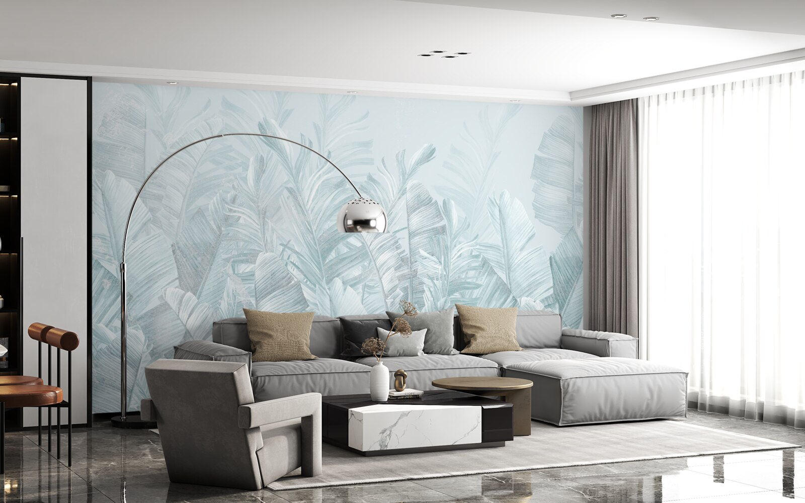 Fotobehang hevige regen irrigeert planten