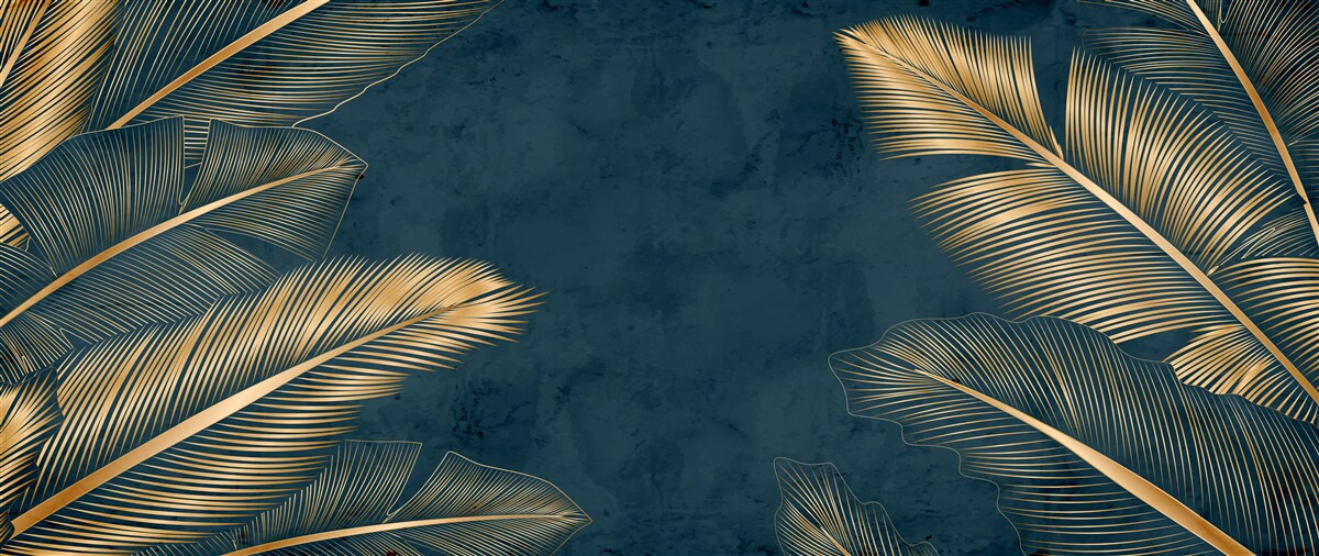 Fotobehang 's nachts glinsteren de varenbladeren van goud