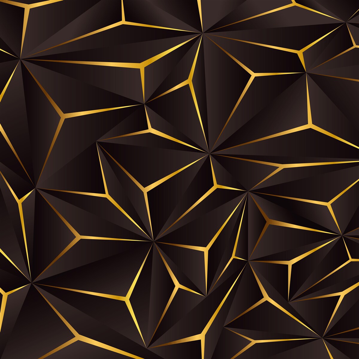 Fotobehang volumetrische abstractie zwart en goud