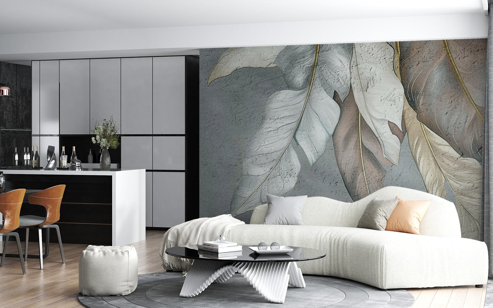 Fotobehang varenbladeren verspreiden zich