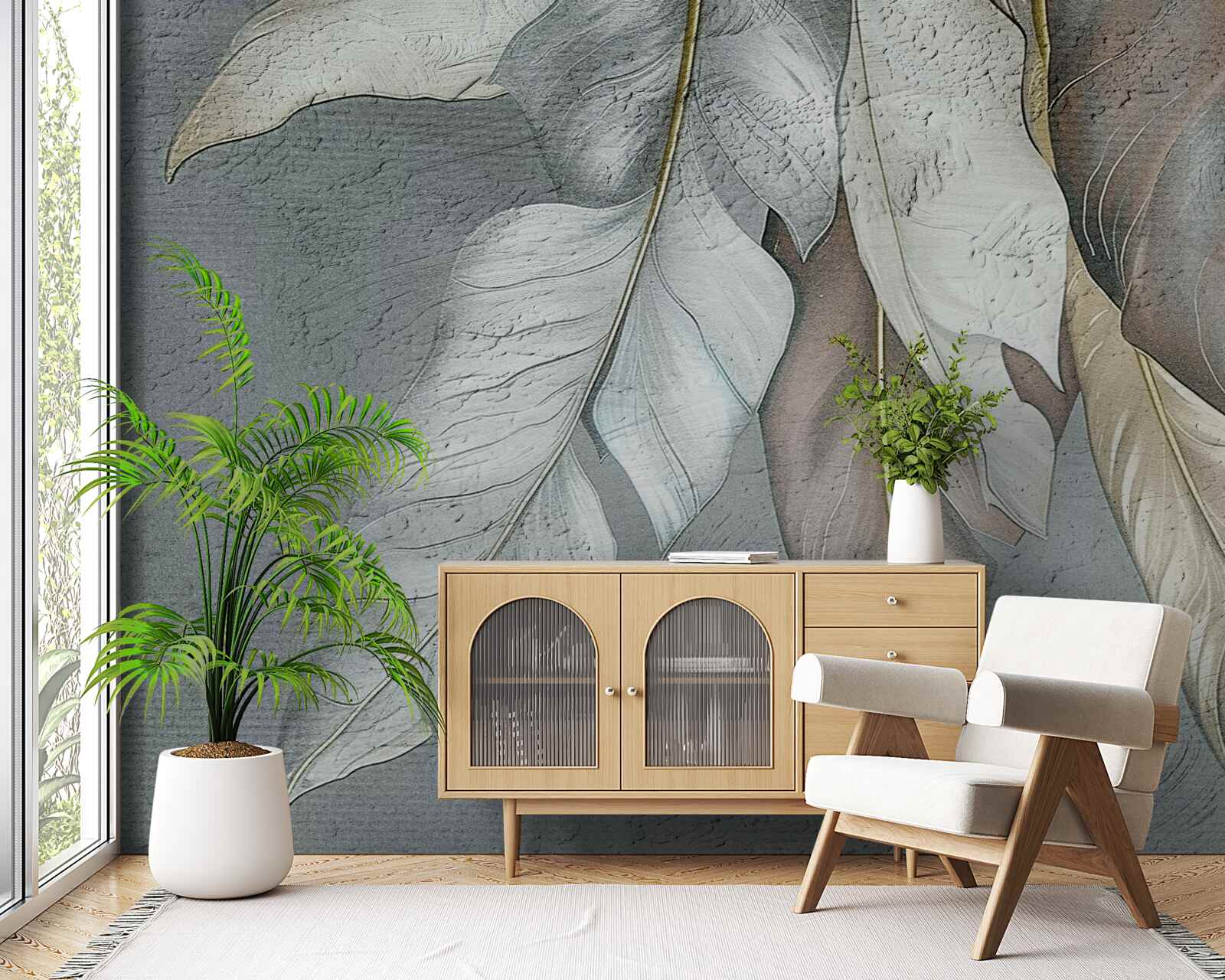 Fotobehang varenbladeren verspreiden zich