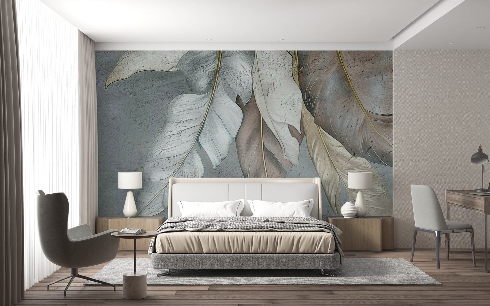 Fotobehang varenbladeren verspreiden zich