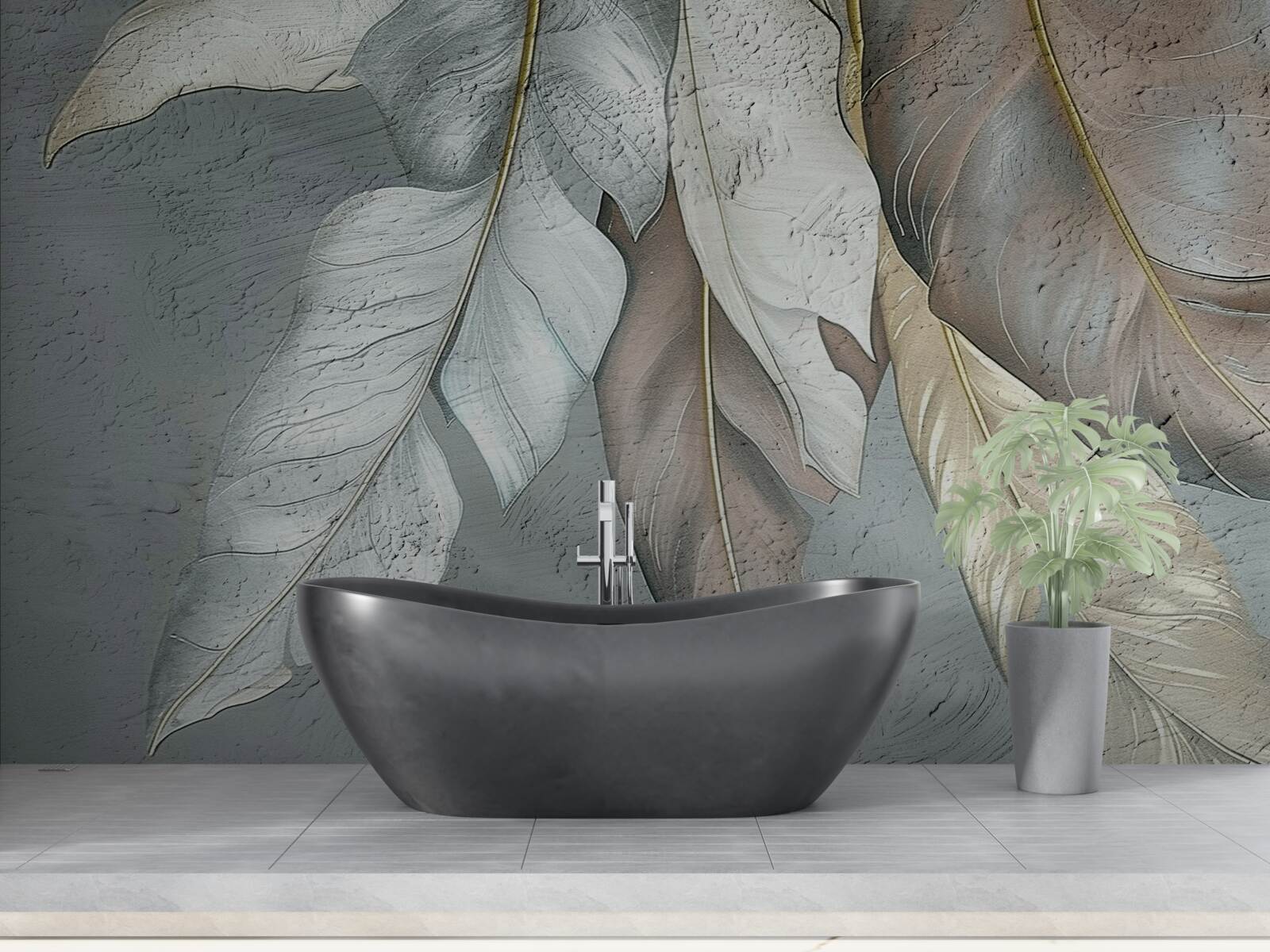 Fotobehang varenbladeren verspreiden zich