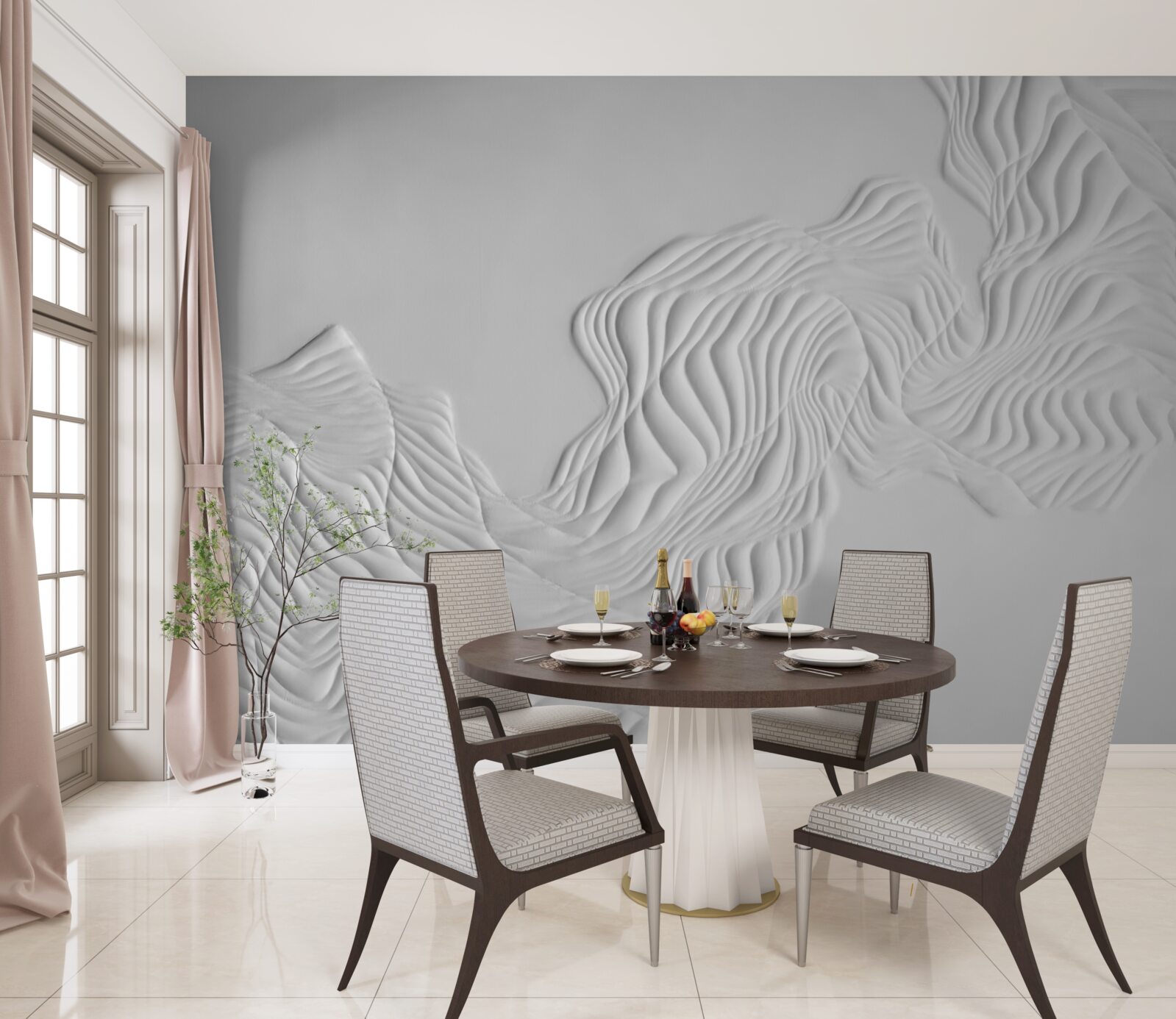 Fotobehang abstracte lijnen op lichtgewicht stoffen