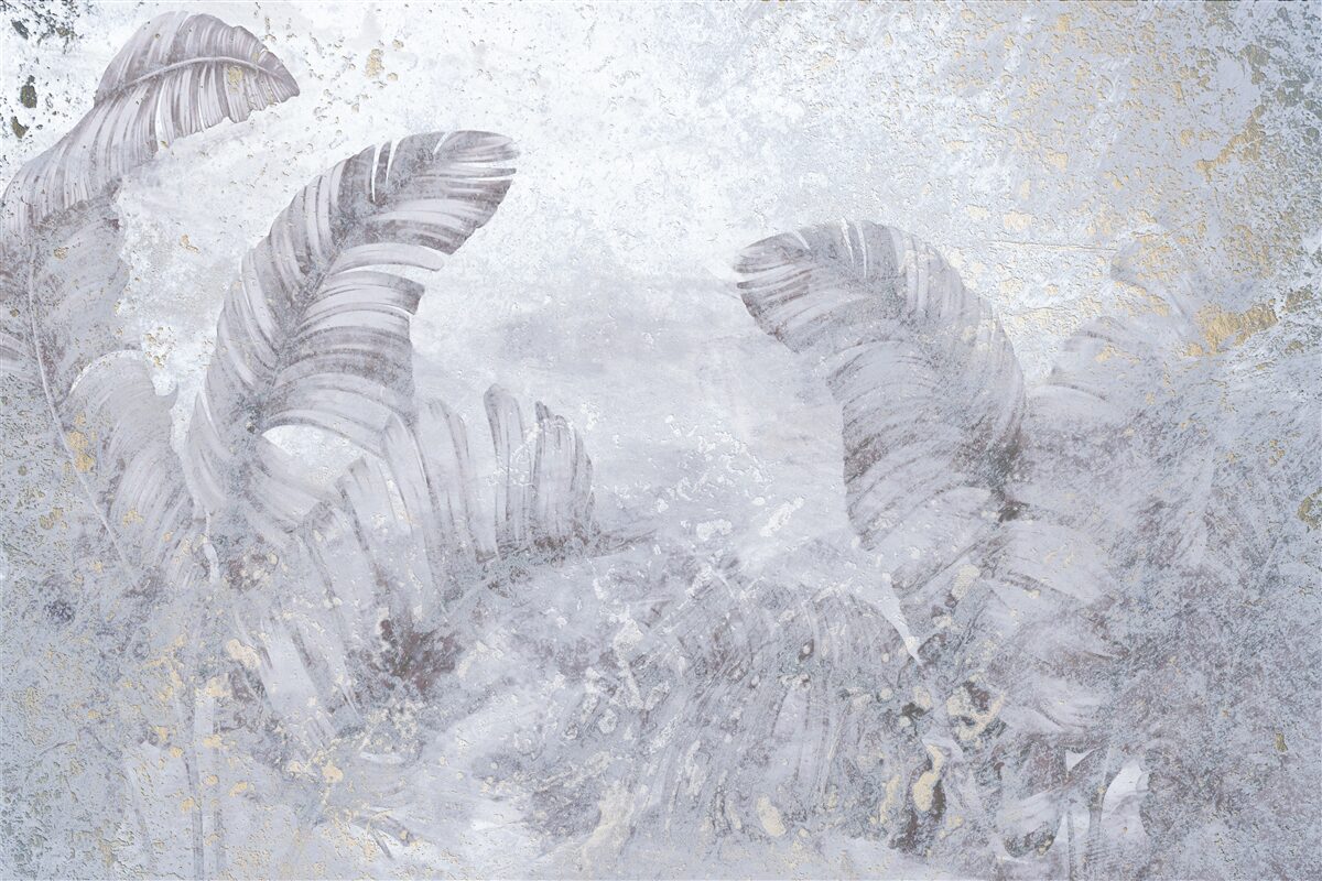 Fotobehang tropische bladeren in de stromende regen