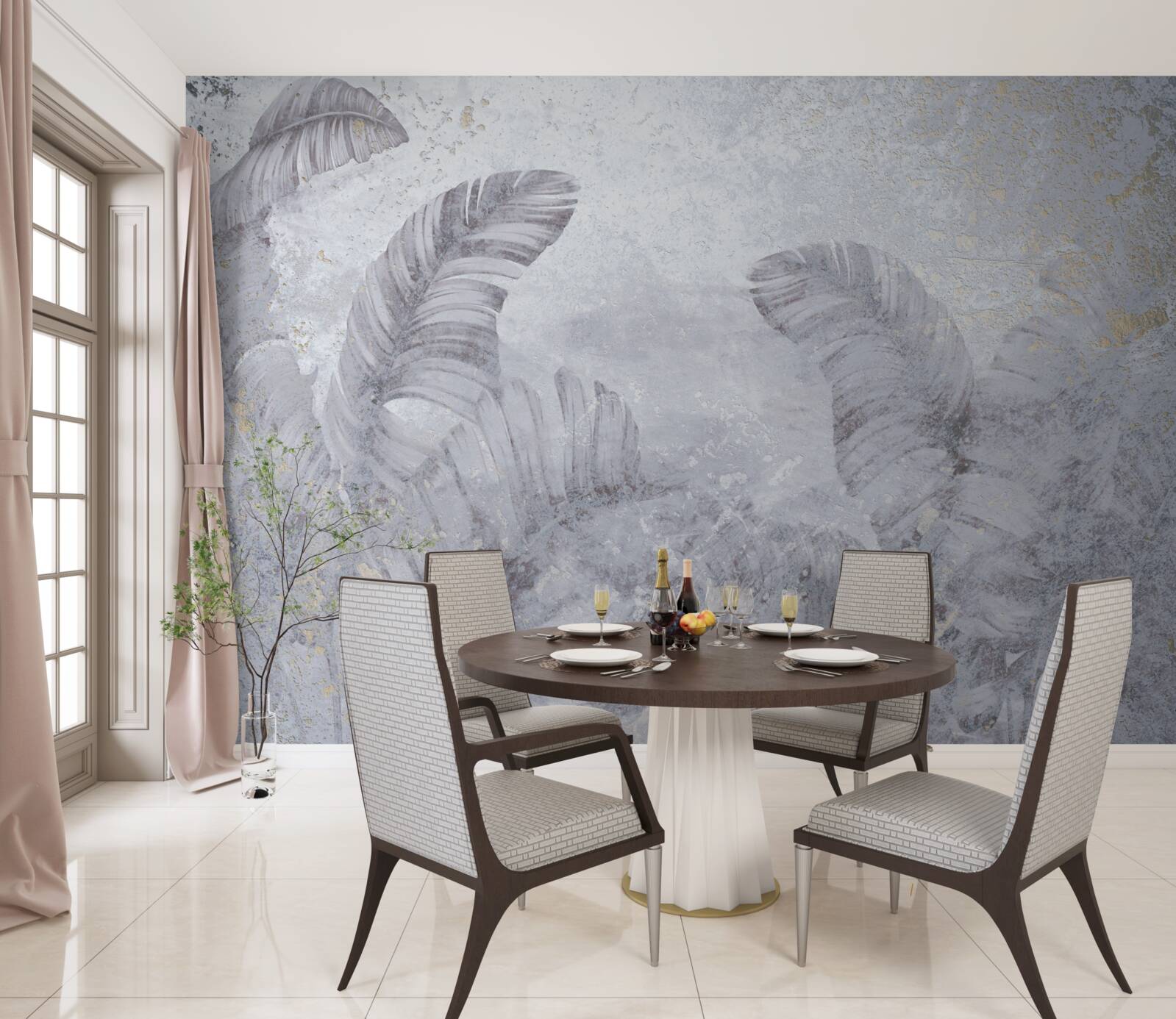 Fotobehang tropische bladeren in de stromende regen