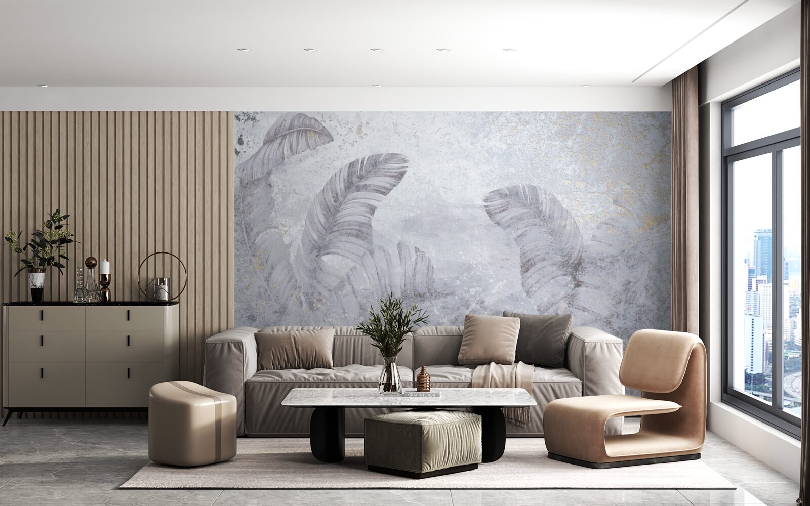 Fotobehang tropische bladeren in de stromende regen