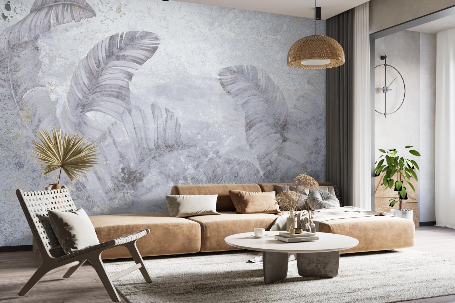 Fotobehang tropische bladeren in de stromende regen