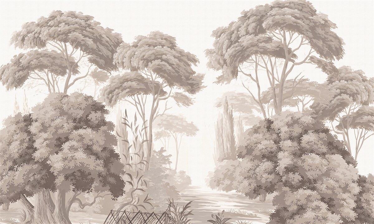 Fotobehang weelderige boomtoppen in het bos