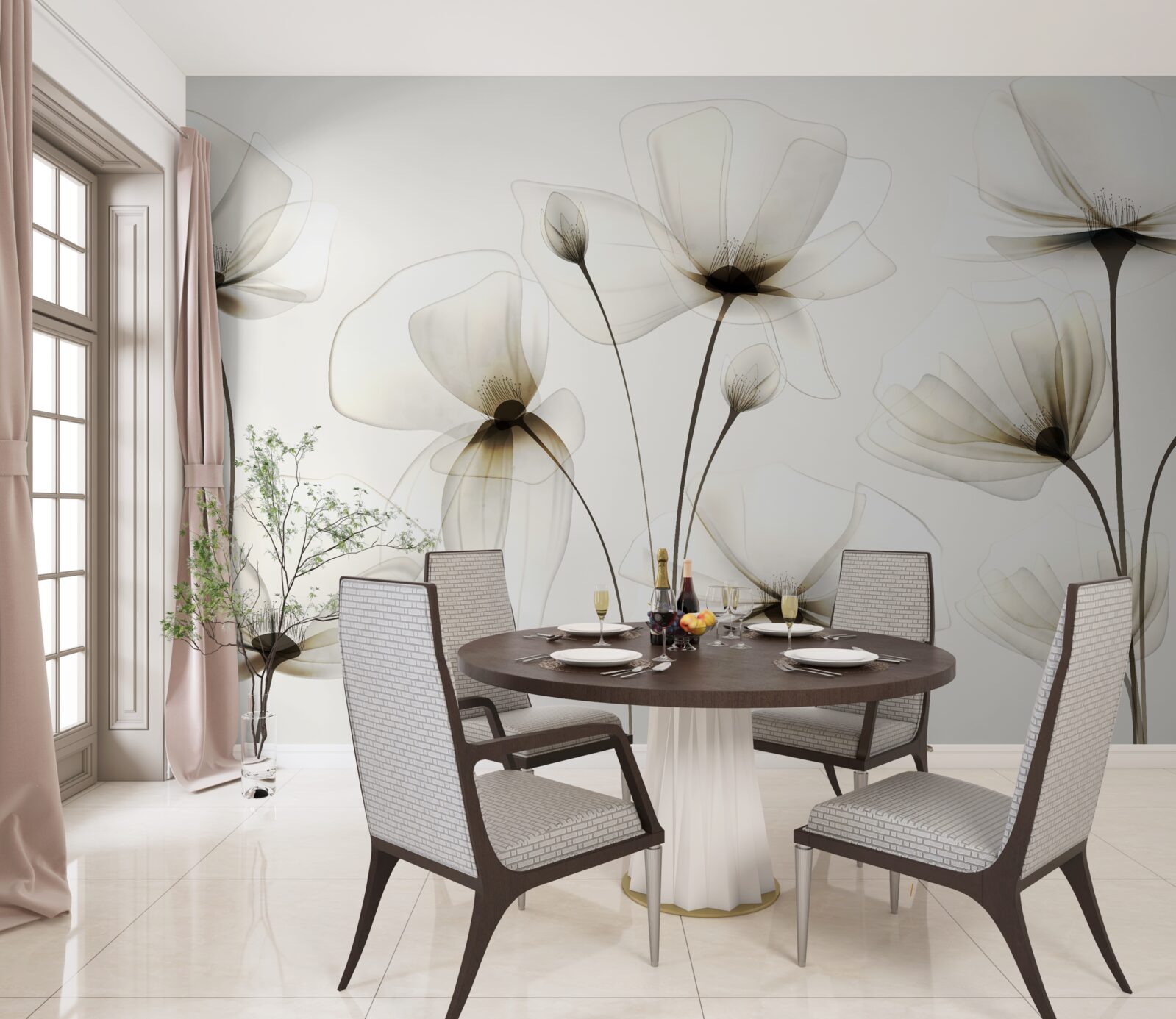 Fotobehang sierlijke, doorschijnende klaproos