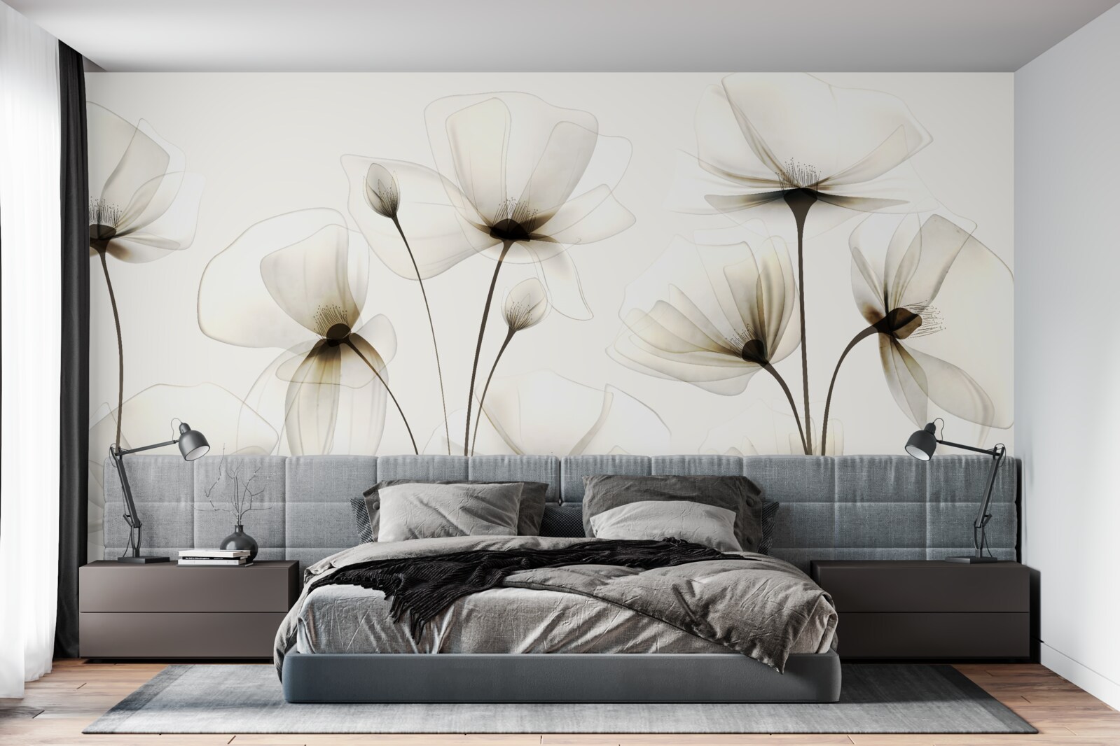 Fotobehang sierlijke, doorschijnende klaproos