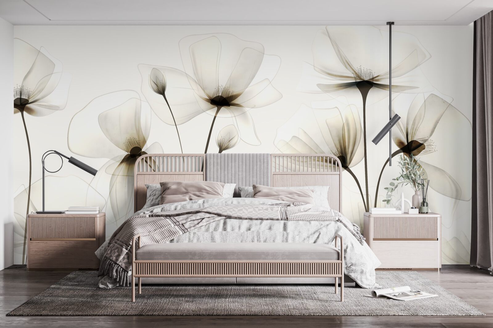 Fotobehang sierlijke, doorschijnende klaproos