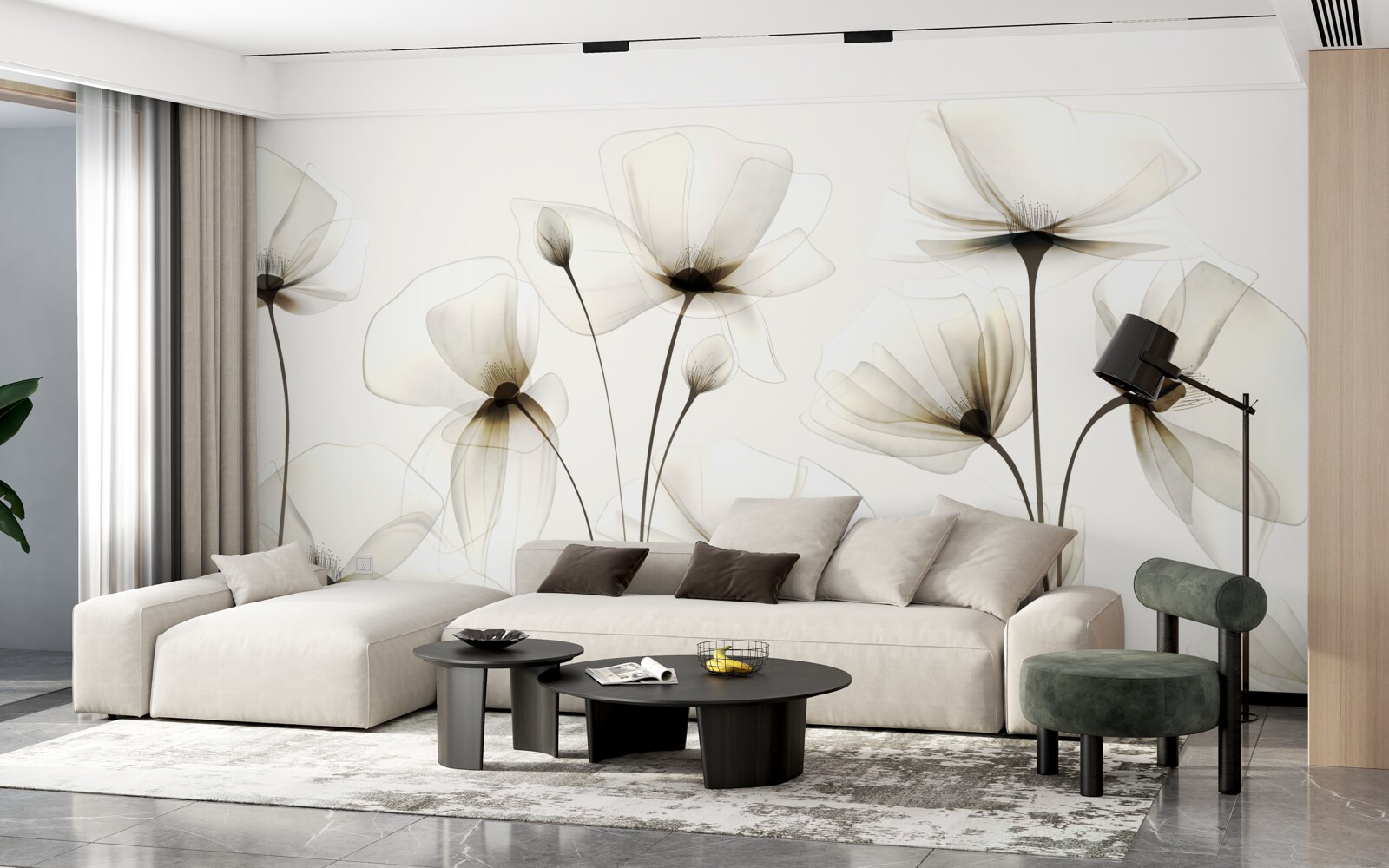 Fotobehang sierlijke, doorschijnende klaproos