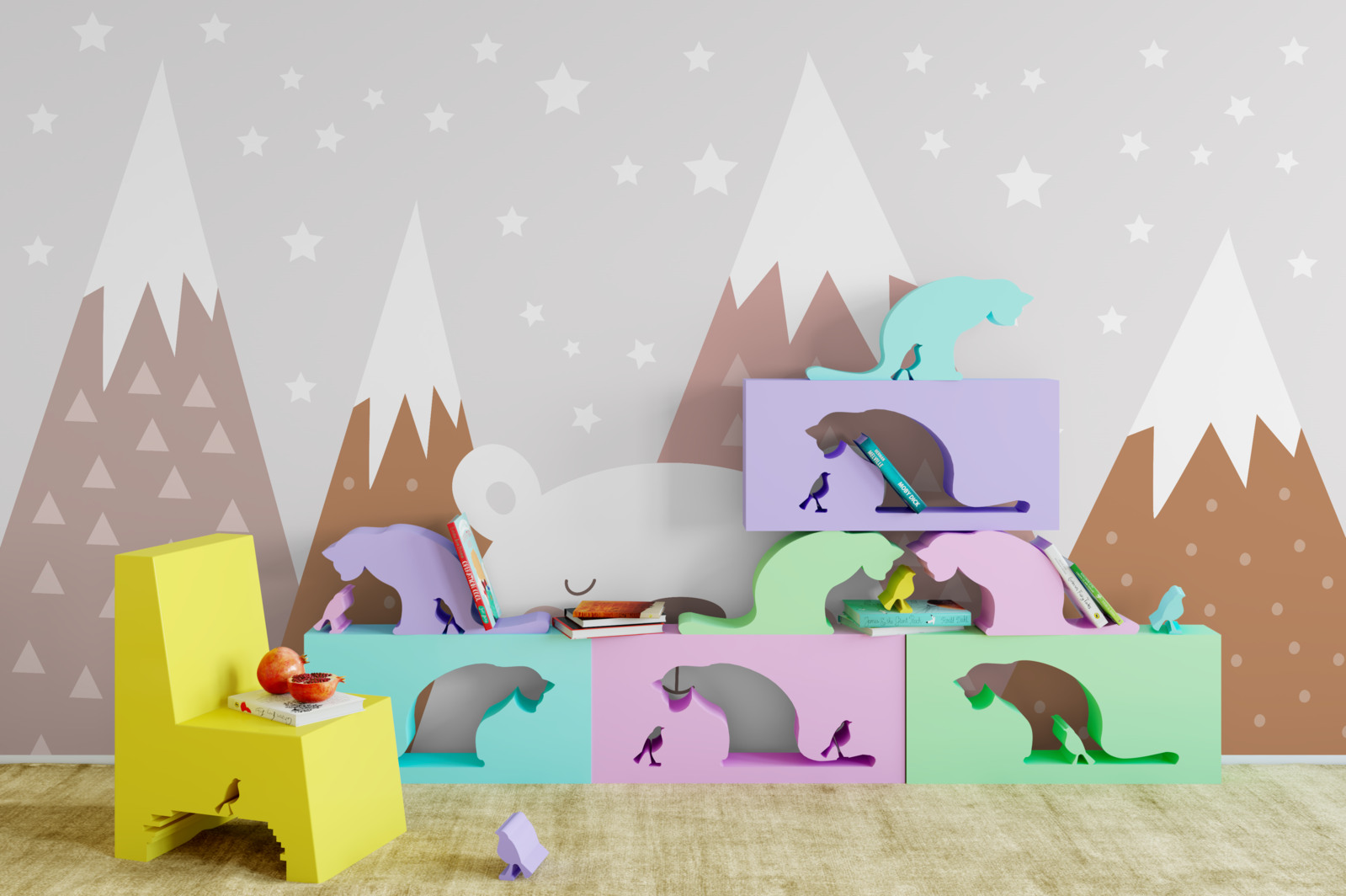 Fotobehang beer rust in de bergen