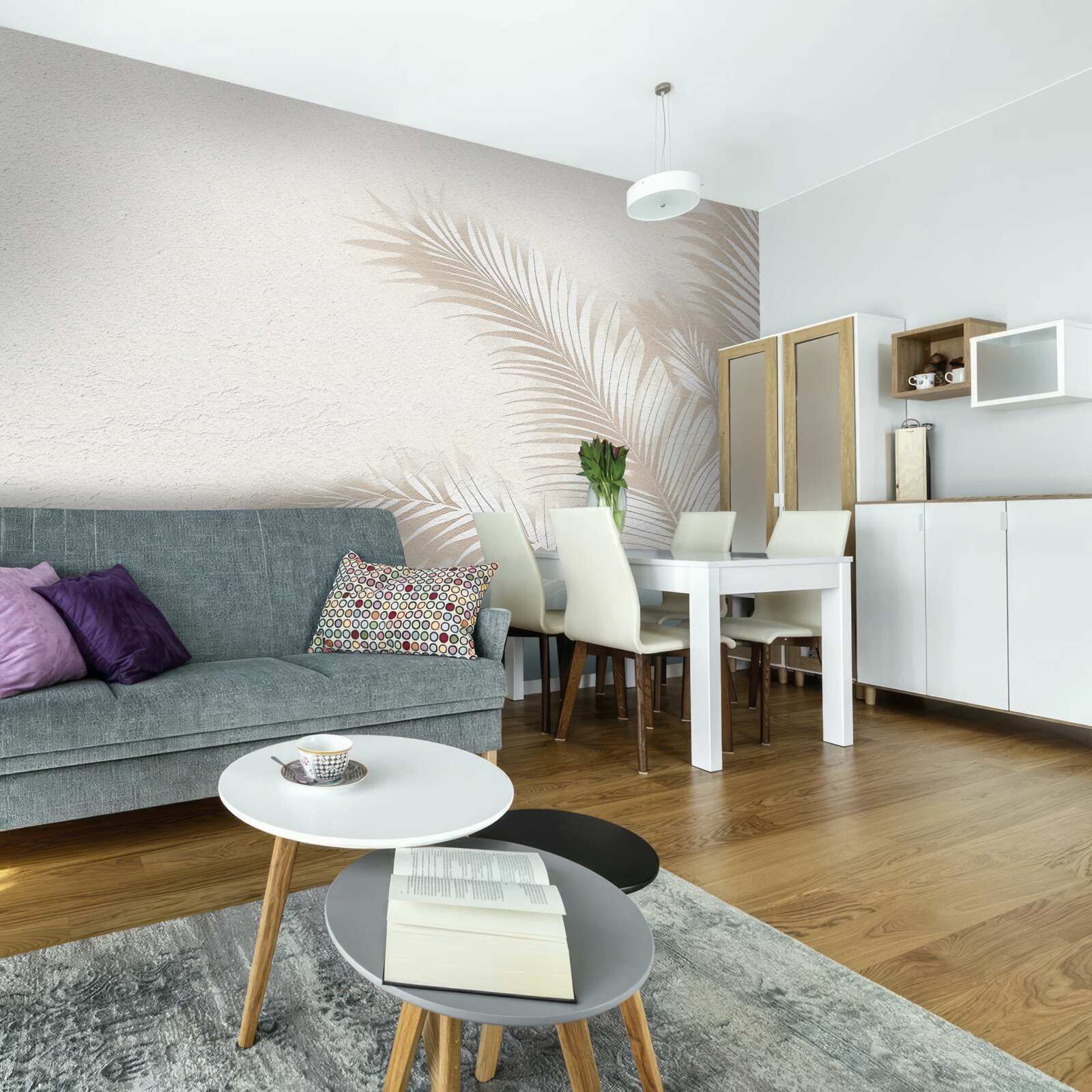 Fotobehang varenbladeren zijn sneeuwwit