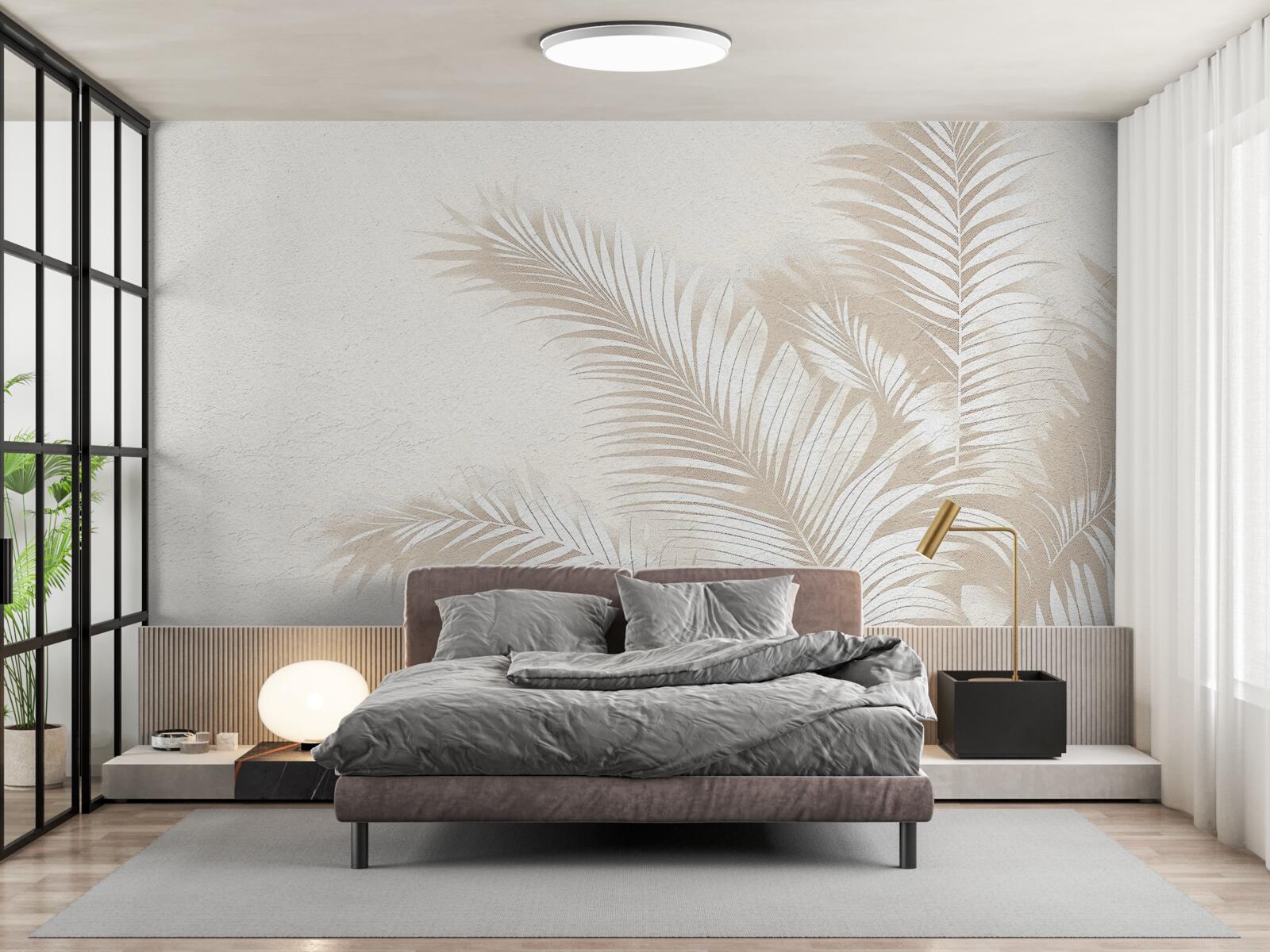 Fotobehang varenbladeren zijn sneeuwwit