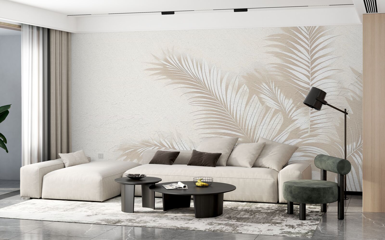 Fotobehang varenbladeren zijn sneeuwwit