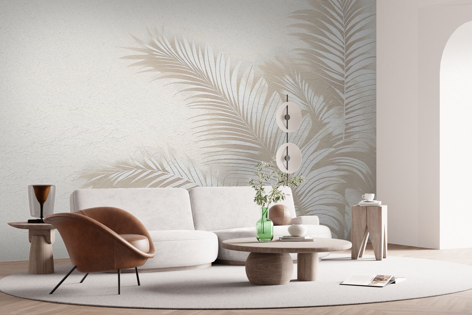 Fotobehang varenbladeren zijn sneeuwwit