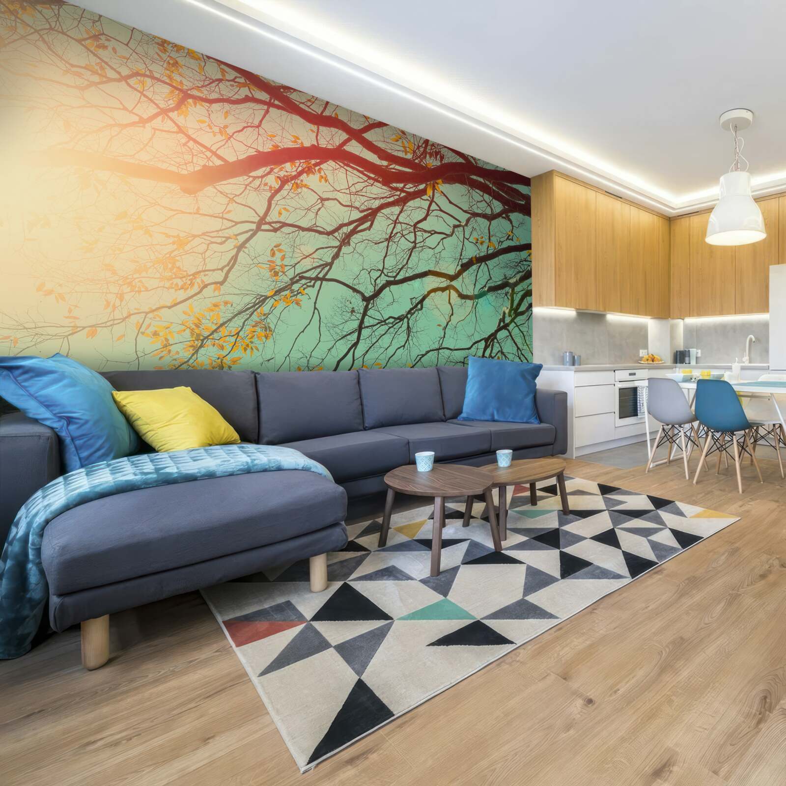 Fotobehang Boomtakken steken af tegen de lucht