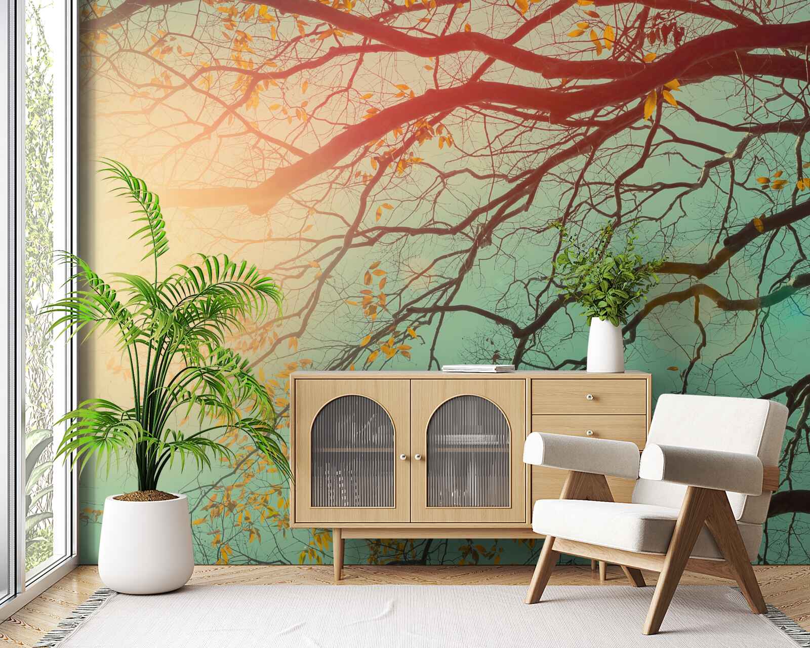 Fotobehang Boomtakken steken af tegen de lucht