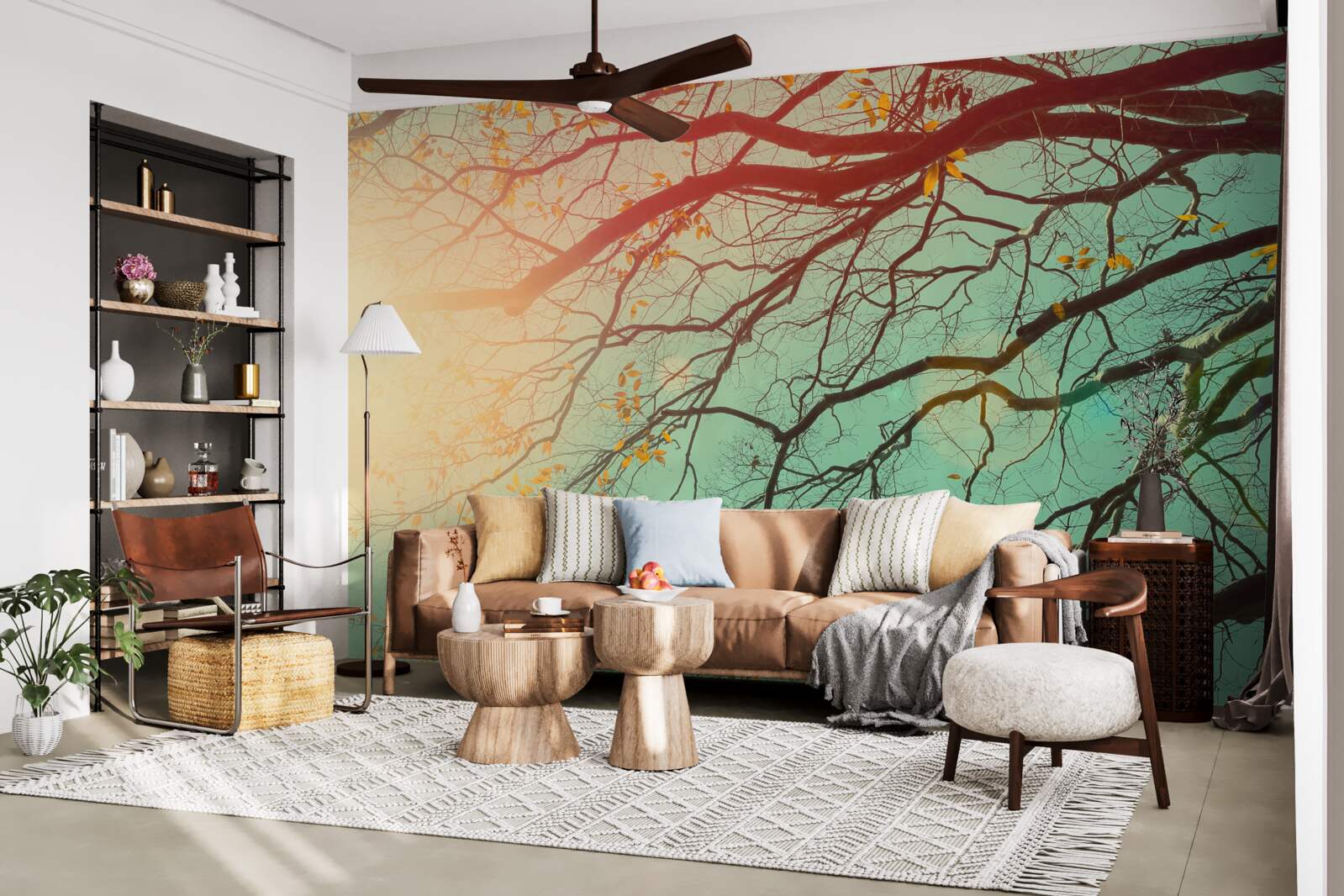 Fotobehang Boomtakken steken af tegen de lucht