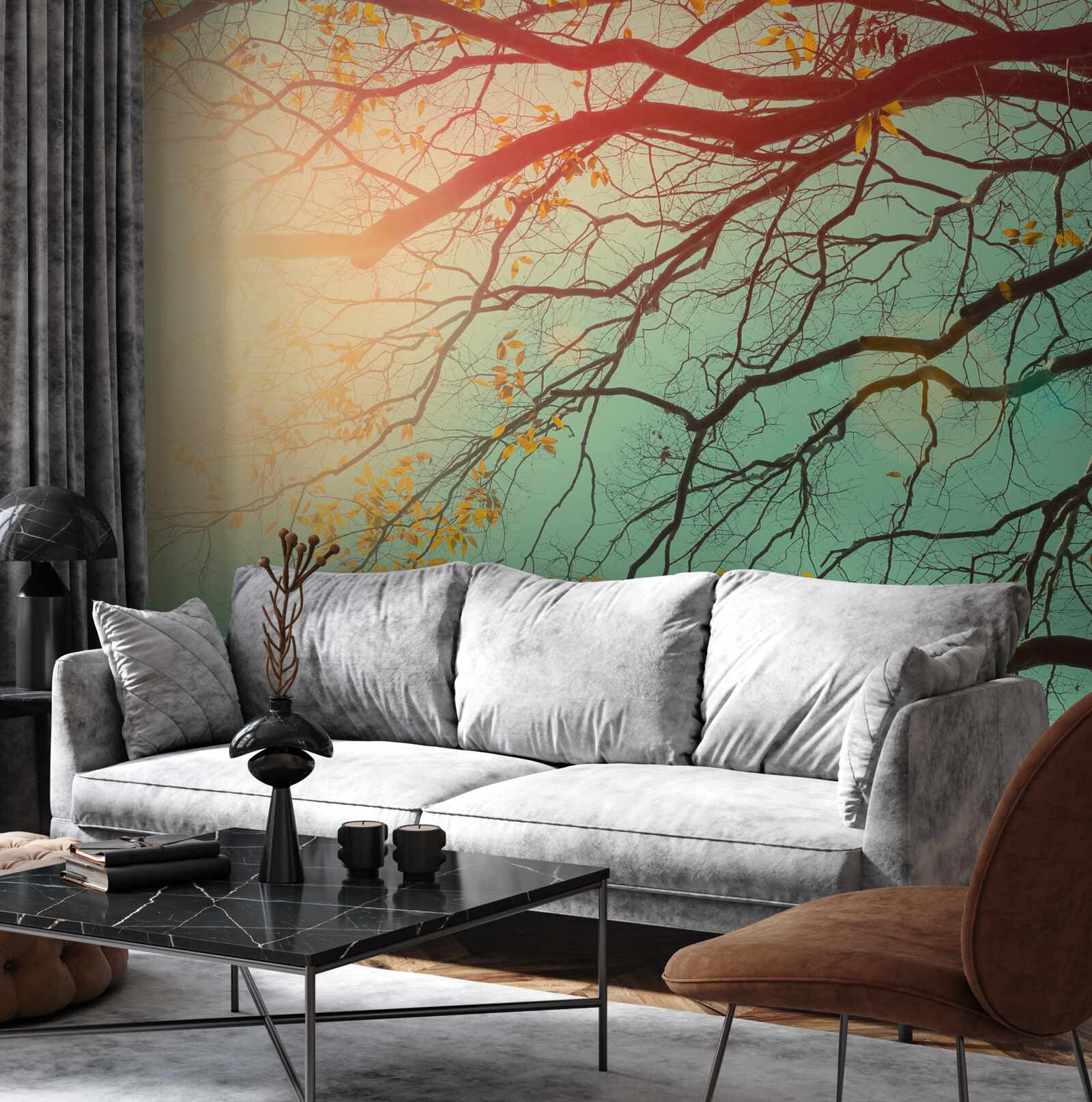 Fotobehang Boomtakken steken af tegen de lucht