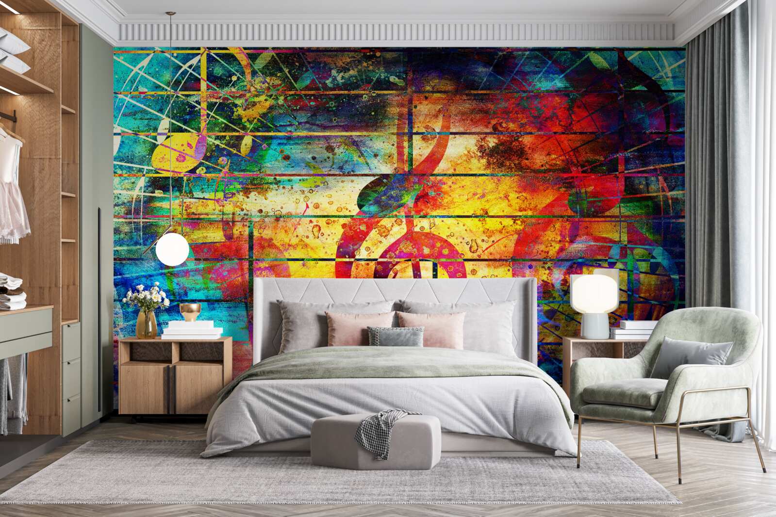 Fotobehang graffiti in de vorm van een vioolsleutel