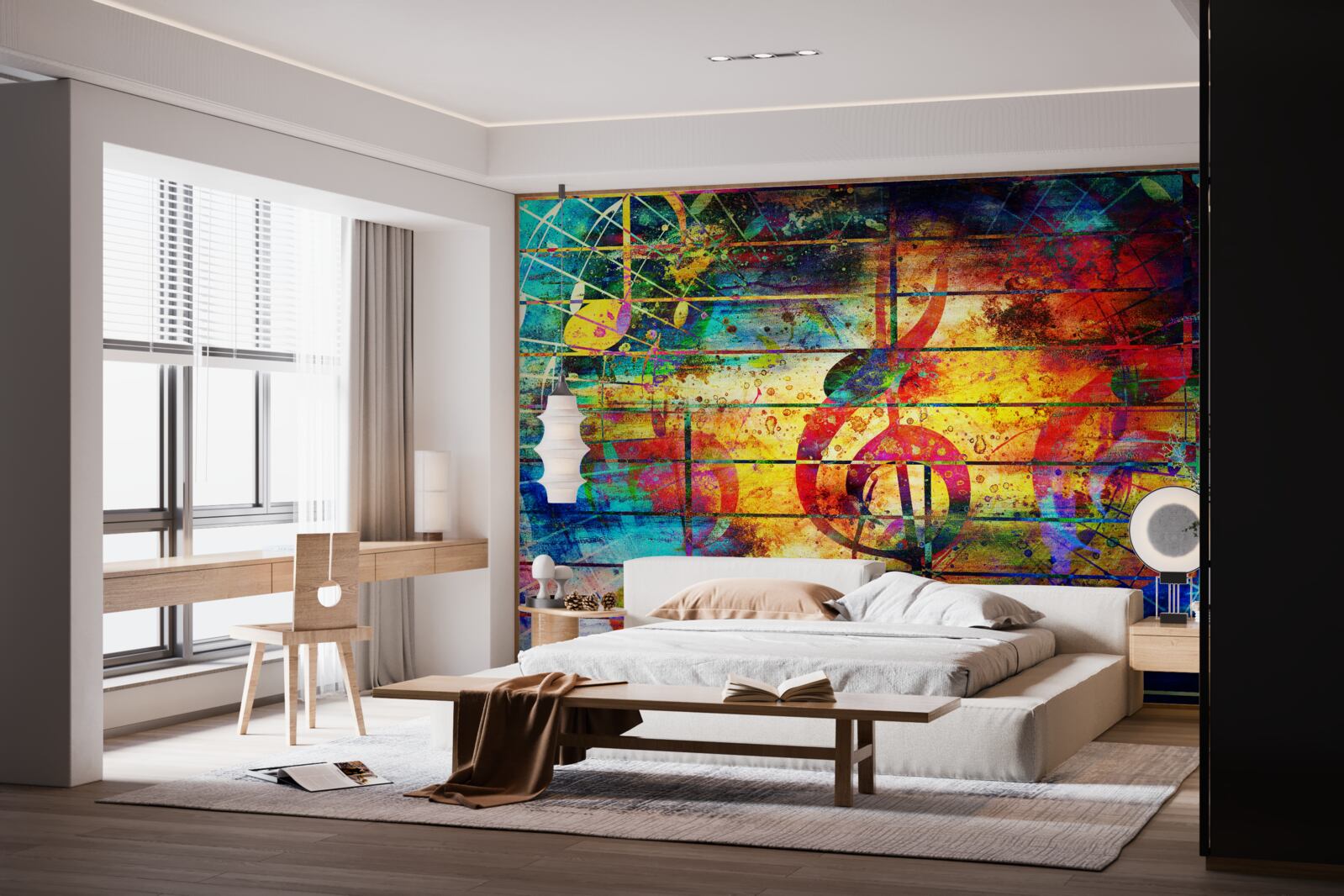 Fotobehang graffiti in de vorm van een vioolsleutel